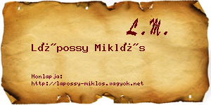 Lápossy Miklós névjegykártya